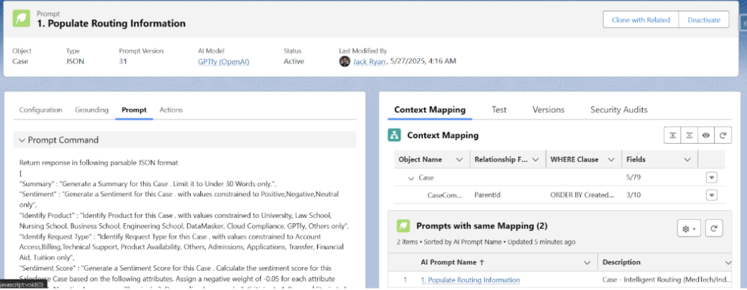 Prompt Builder for business routing rules